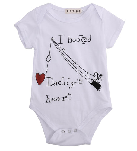 I Hooked Daddy's Heart - Baby Rompers